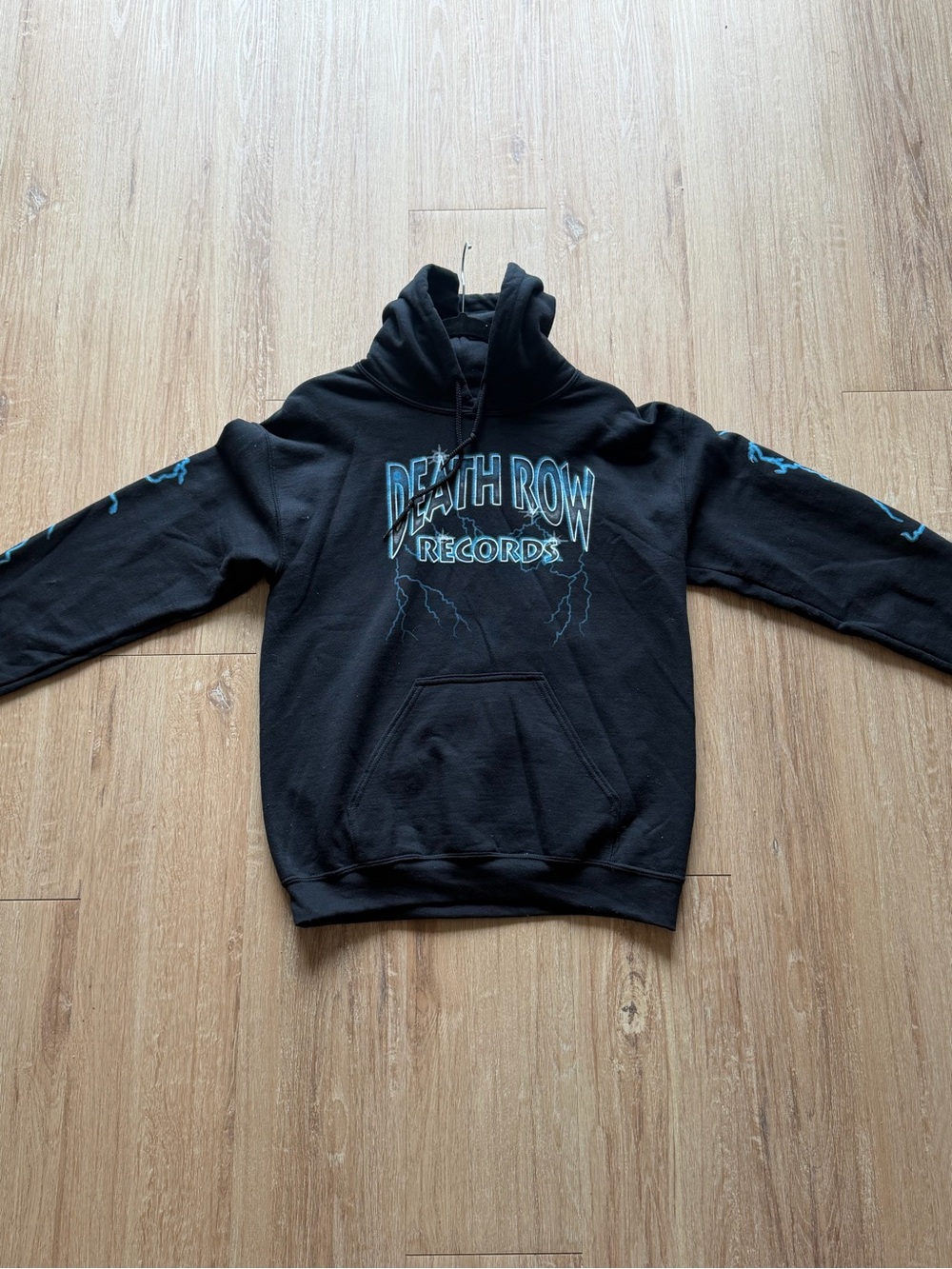 Death Row Records Men's S Black Pullover Fleece Hoodie Graphic Print Pockets